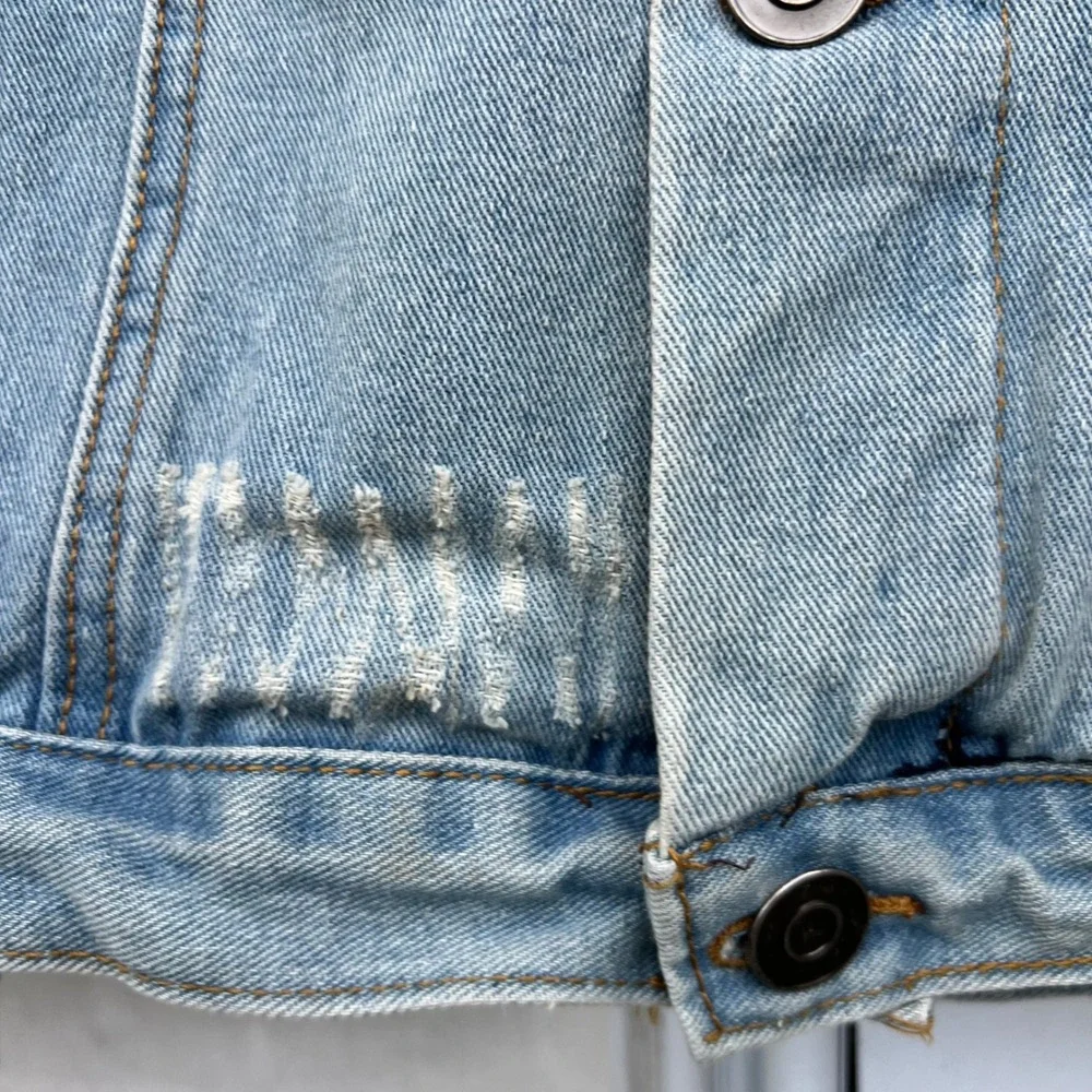 Carbon 2 Cobalt Distressed Denim Jean Jacket Men XXL‎ Trucker Blue Grunge Rugged